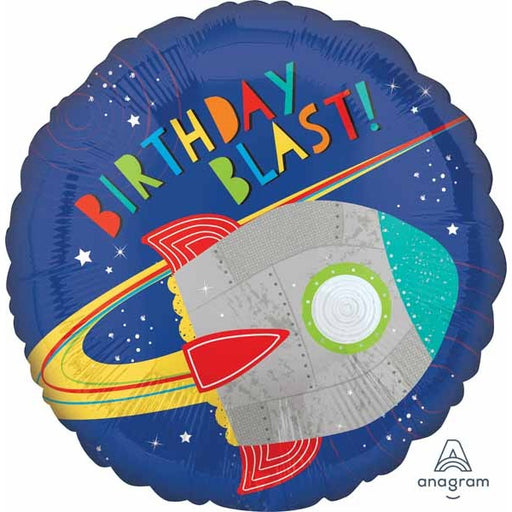 Blast Off Birthday 18" Round Foil Balloon