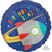 Blast Off Birthday 18" Round Foil Balloon