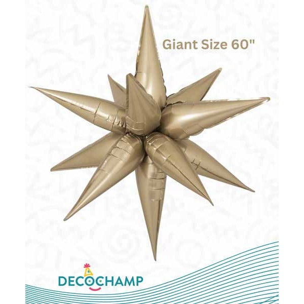 DecoChamp Champagne Starburst Foil Balloon, 60 Inch