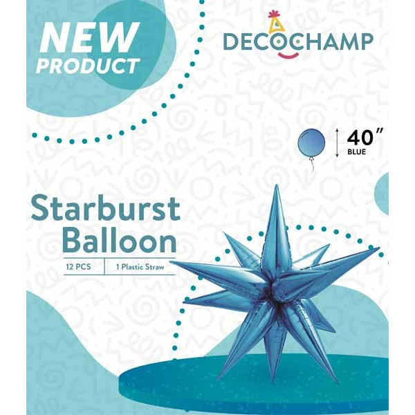 DecoChamp 40-Inch Blue Starburst Foil Balloon