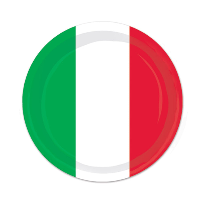 RED, WHITE & GREEN PLATES 7` 8/PKG
