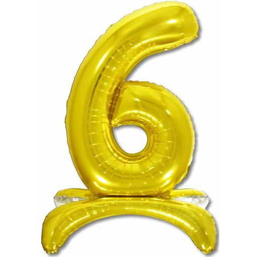 26-Inch Gold Stand-Up Number 6 Balloon