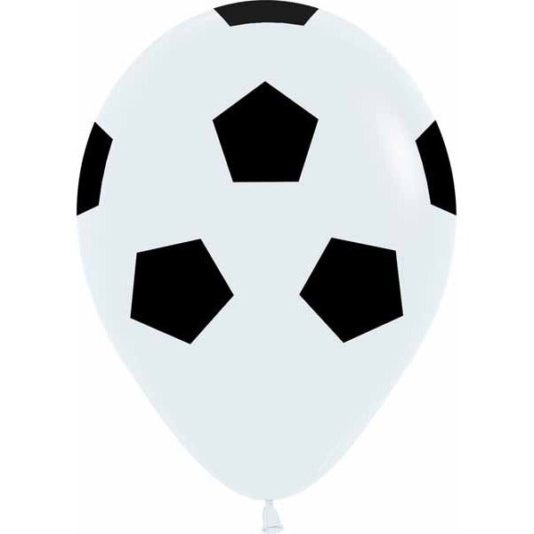 Sempertex White Soccer Print 11-Inch Latex Balloons, 50 Count