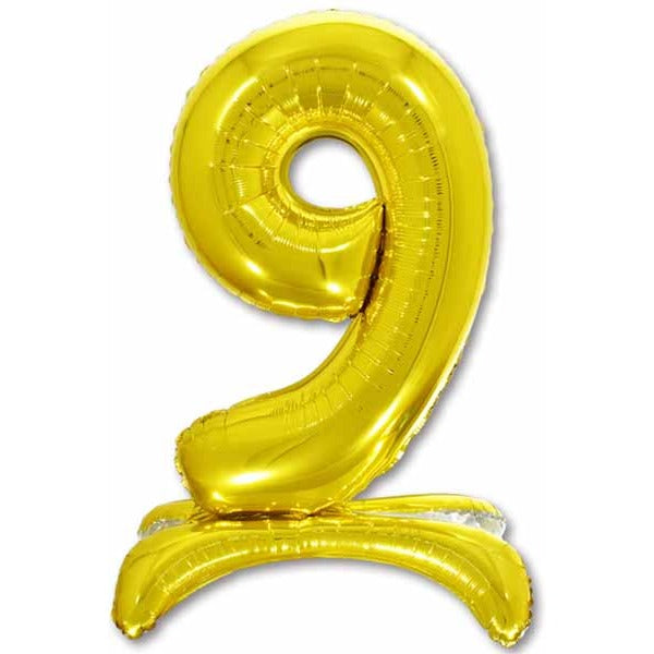 26-Inch Gold Stand-Up Number 9 Balloon