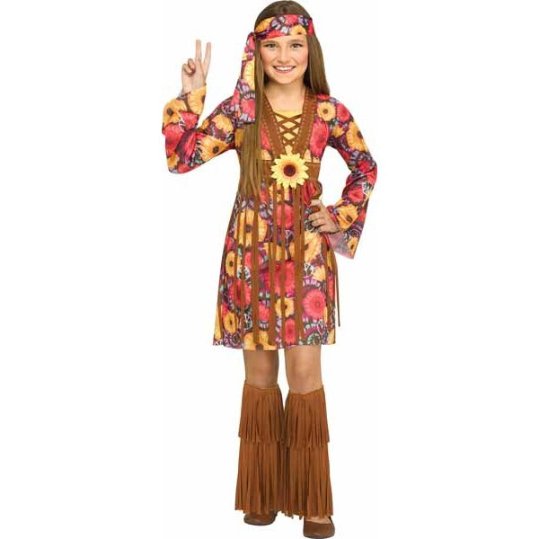 Flower Power Hippie Child Costume, Size 12/14