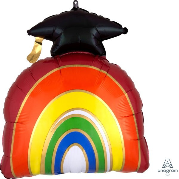 Rainbow Graduation 23-Inch Shaped Foil Balloon