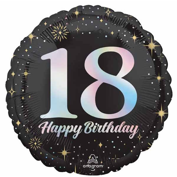 Sparkling 18th Birthday Round Foil Balloon, 18 Inch