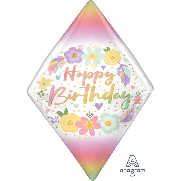 Boho Gem Anglez Happy Birthday Foil Balloon