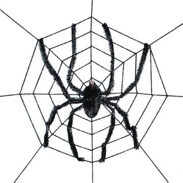 94-Inch Spider Web with Giant Spider Halloween Decoration