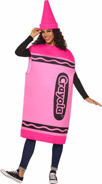 Crayola Pink Crayon Adult Costume with Hat, One Size