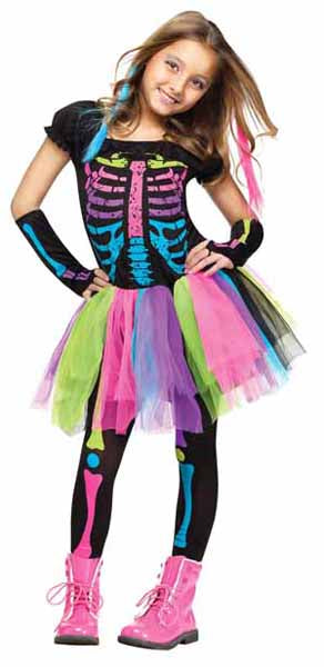 Funky Punk Skeleton Girls' Costume, Size 8/10