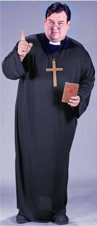 Men's Plus Size Priest Costume with Robe and Collar