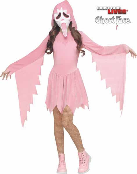Pastel Pink Sparkle Ghostface Child Costume, Extra Large