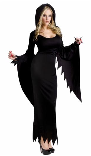 Women's Black Hooded Gown Costume, Size 2-8