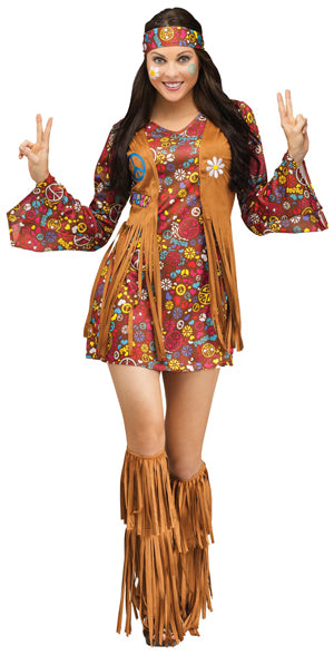 Peace & Love Women's Hippie Costume, Medium/Large 10-14