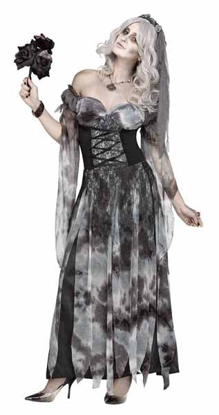 Women's Cemetery Bride Costume with Veil, Size 10-14