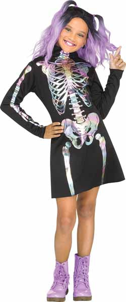 Holographic Skeleton Child Costume, Size 8/10