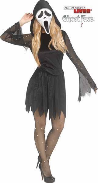 Pearl Velour Ghost Face Adult Costume, Size 2-8