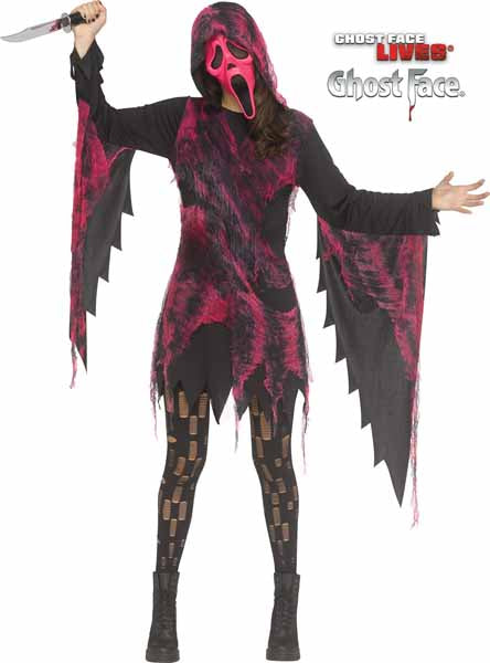 Pink Gauze Ghost Face Adult Costume, Size 10/14