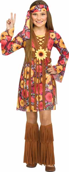 Flower Power Hippie Child Costume, Size 12/14