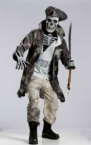 Men's Ghost Pirate Costume with Skull Mask