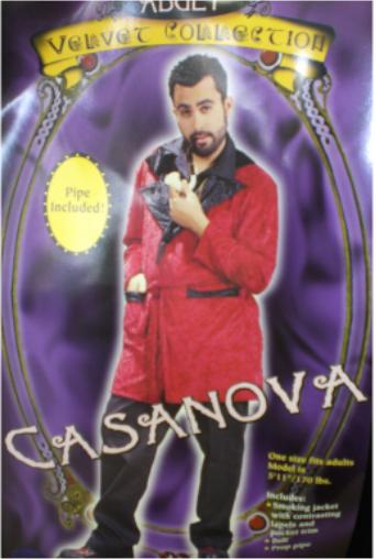 Casanova Adult Velvet Smoking Jacket Costume with Belt