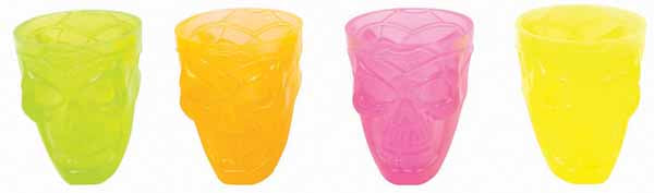 SKULL SHOT GLASS SET 2/PK ASST COLORS