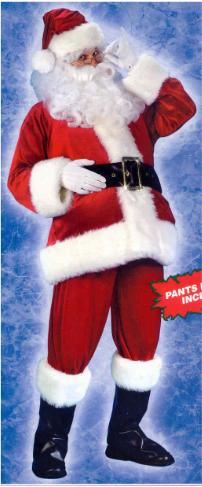 Rich Velvet Santa Suit in Red, Adult Size 40-48