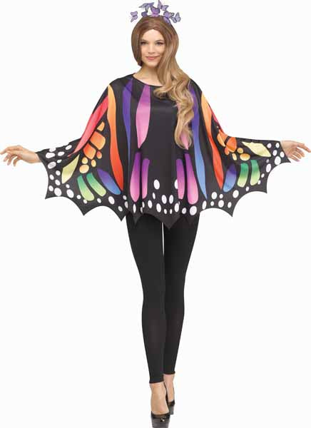 Adult Rainbow Butterfly Costume Poncho