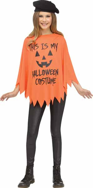 Kids' Pumpkin Party Poncho Costume, Size 4 to 14
