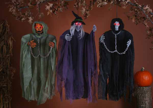 36-Inch Light-Up Hanging Witch Halloween Decoration