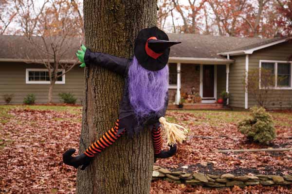36-Inch Wrong Way Witch Tree Hugger Halloween Decoration