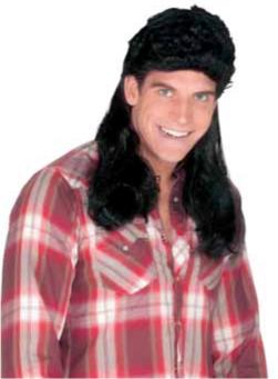 Black Super Mullet Costume Wig