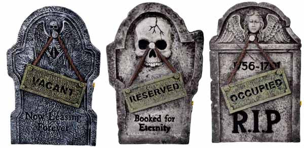 22-Inch Light-Up Humorous Halloween Tombstone, Assorted Designs