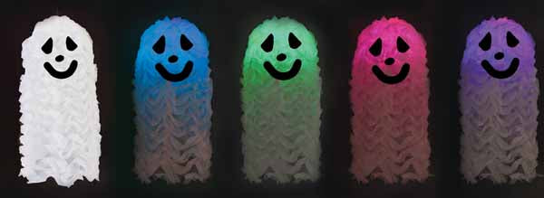 18-Inch Color-Changing Hanging Shag Ghost