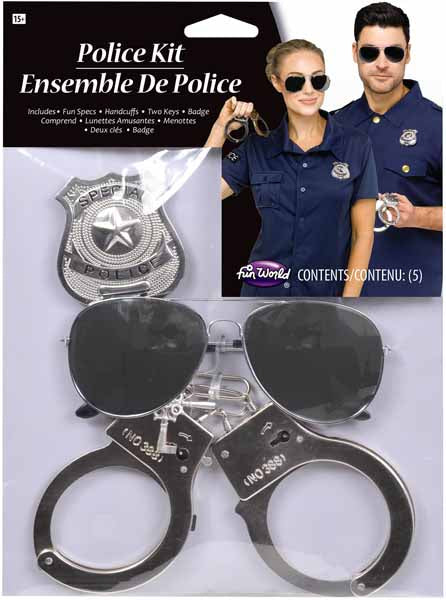 Police Instant Costume Kit with Glasses, Badge and Handcuffs
