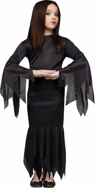 Morticia Child Costume with Choker, Medium 8-10