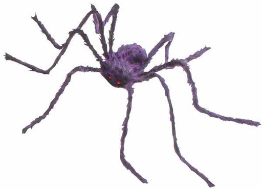 50-Inch Purple Poseable Hairy Spider Halloween Decoration