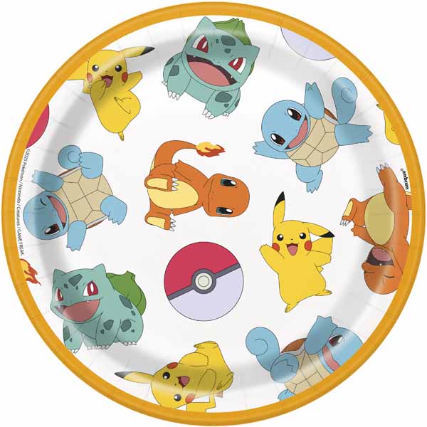 Pokémon 7-inch dessert plates for a Pokémon birthday party