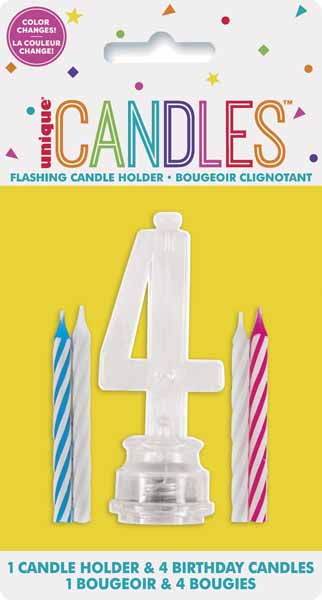 Number 4 Flashing Candle Holder