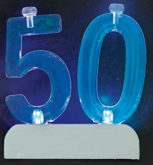 Number 50 Flashing Candle Holder Set