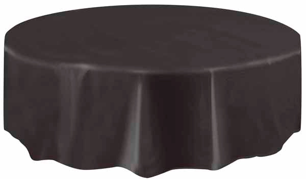 84" ROUND TABLECOVER BLACK 1PK