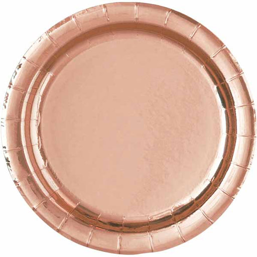 Rose Gold 7-Inch Round Party Plates, 8 Pack