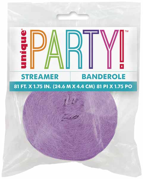 Lavender Crepe Streamer, 81 ft