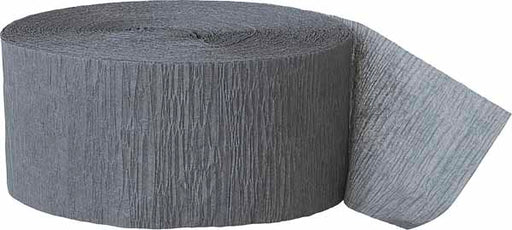 Grey Crepe Paper Streamer, 81 ft