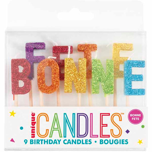 Bonne Fête Rainbow Glitter Birthday Candle
