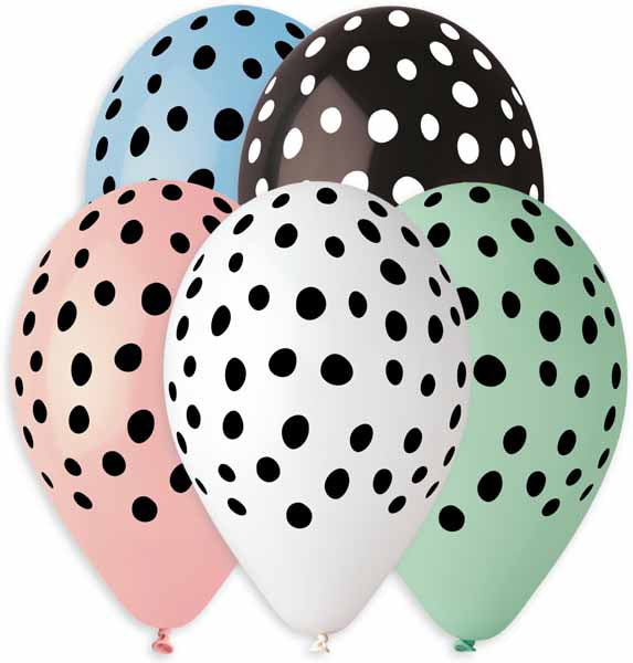 Gemar 13" Panda Spots Printed Latex Balloons, 50 Count