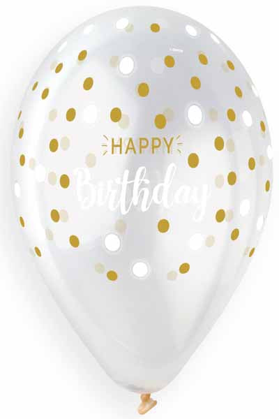 GEMAR 13" HBD GOLDEN DOTS ON CLEAR 50/BG