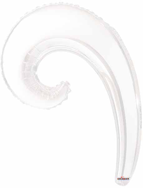14" White Kurly Wave Foil Balloon