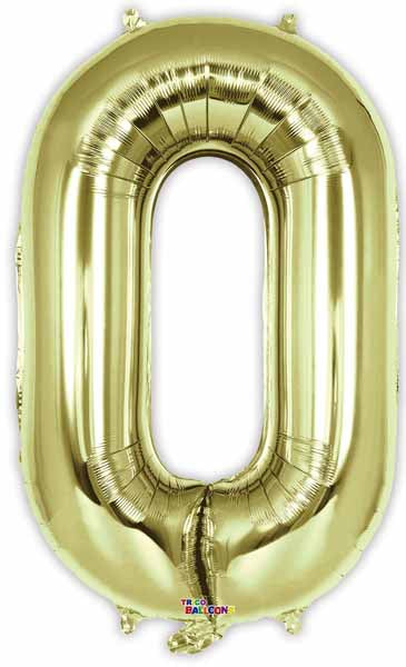 34" White Gold Number 0 Balloon